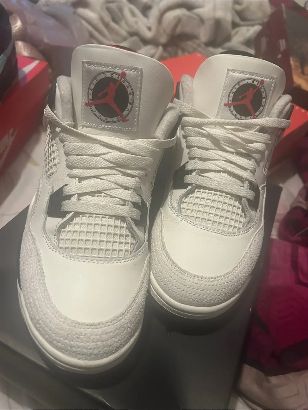 Jordan Kids White Black Red Sneakers